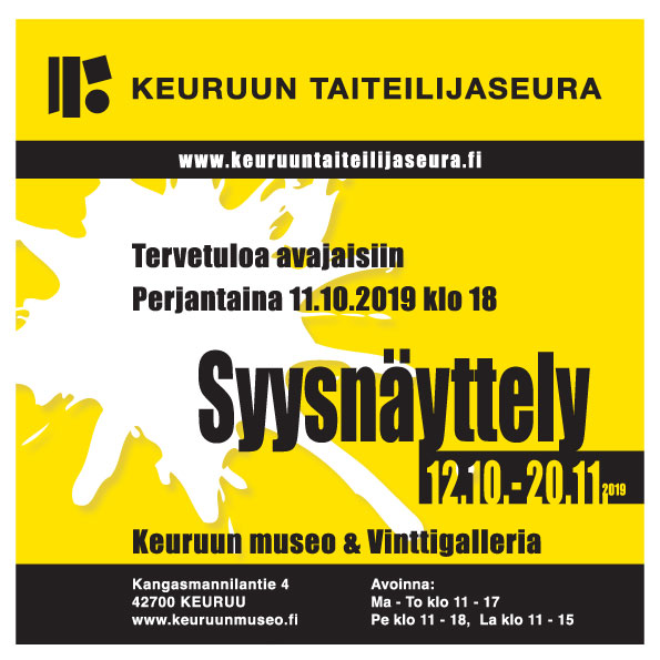 Keuruun Taiteilijaseuran syysnäyttelyn kutsu